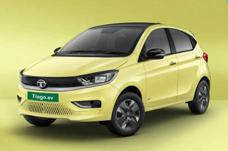 Tata Tiago EV lime colour exterior