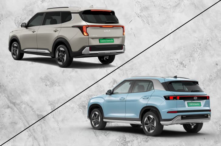 Kia Carens Clavis EV and Hyundai Creta Electric rear profiles