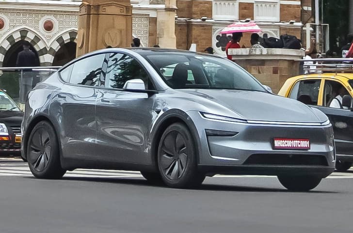 Tesla Model Y tested on Mumbai roads front right