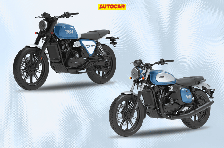 Jawa 42 FJ and BSA Bantam front left side angle