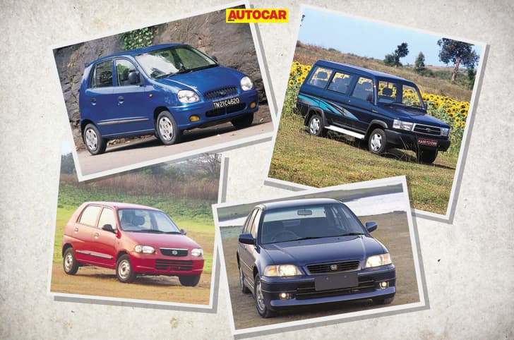 Hyundai Santro, first-gen Honda City, Toyota Qualis and first-gen Maruti Alto