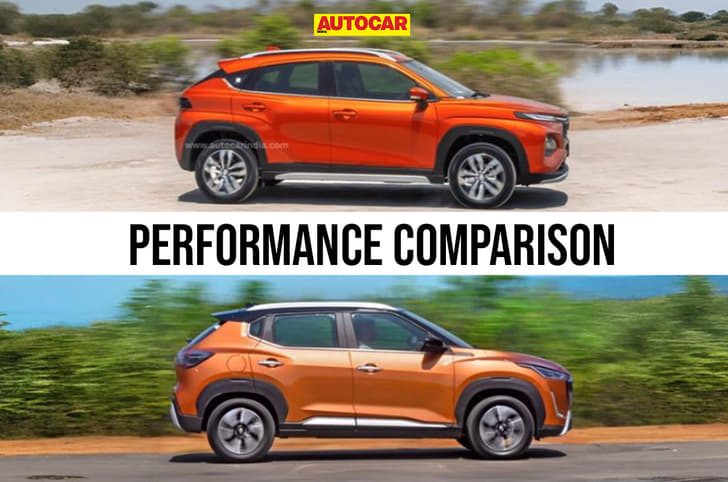 Nissan Magnite Turbo MT vs Toyota Taisor Turbo-MT performance compared Nissan Magnite Turbo MT vs Toyota Taisor Turbo-MT performance compared