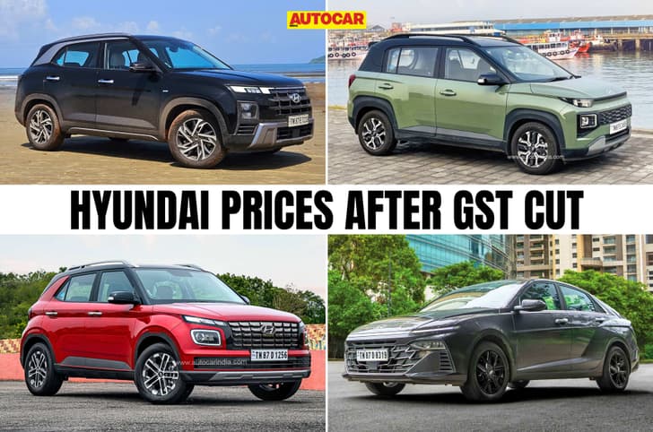 All Hyundai car prices listed with new GST rates