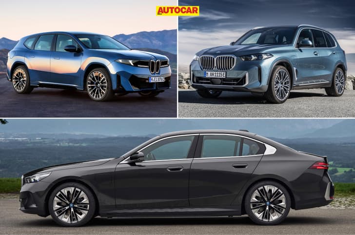 BMW iX3 EV with X5 diesel and 530e plud-in hybrid