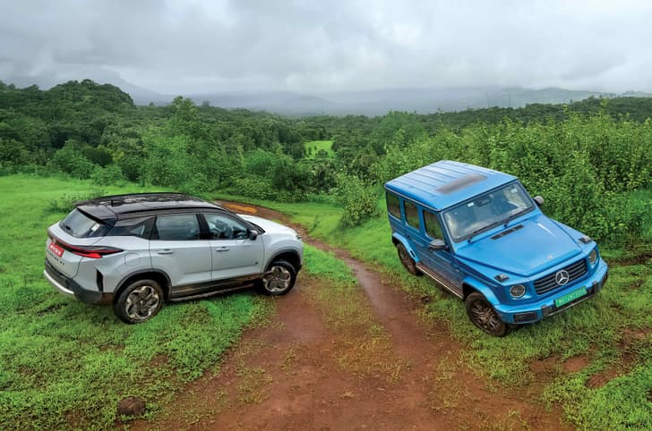 tata harrier ev mercedes benz g class electric off road test