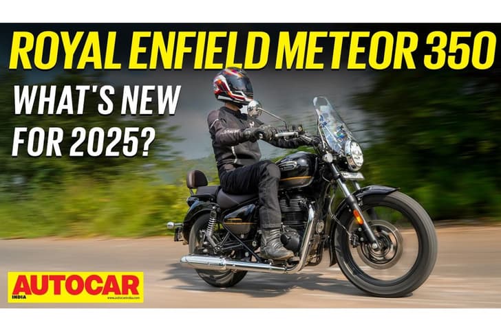 2025 Royal Enfield Meteor 350 front three fourth tracking shot thumbnail