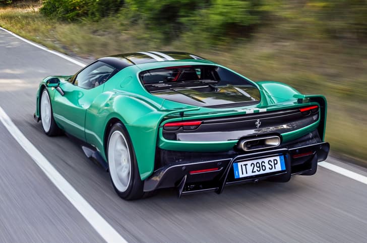 Ferrari 296 Speciale rear quarter tracking 