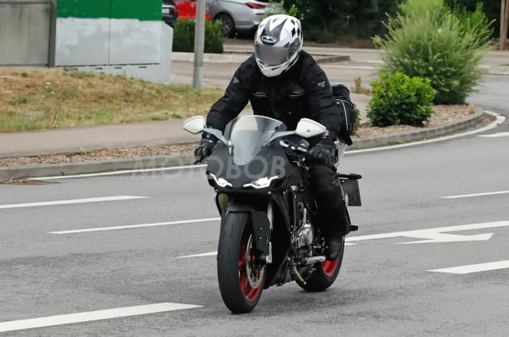 Norton V4 superbike front left angle riding shot spy image