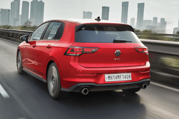 Golf GTI in red colour rear shot