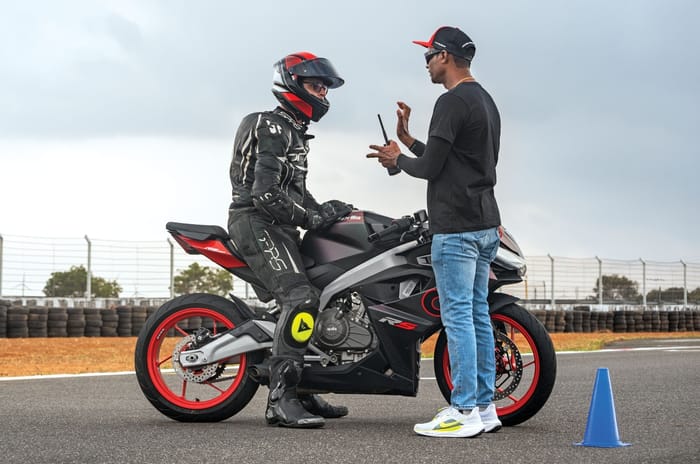 RS 457 ridden at Kari for Aprilia Racers Days India: Lap One