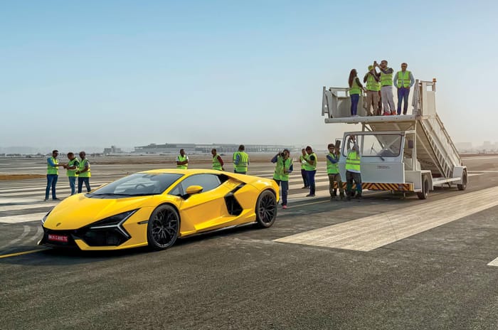 Lamborghini Revuelto driven at the Navi Mumbai International Airport 