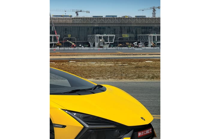 Lamborghini Revuelto driven at the Navi Mumbai International Airport 