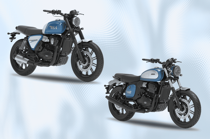 Jawa 42 FJ and BSA Bantam front right angle Jawa 42 FJ and BSA Bantam front right angle