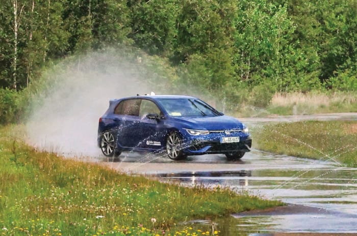 Volkswagen Golf on slippery road