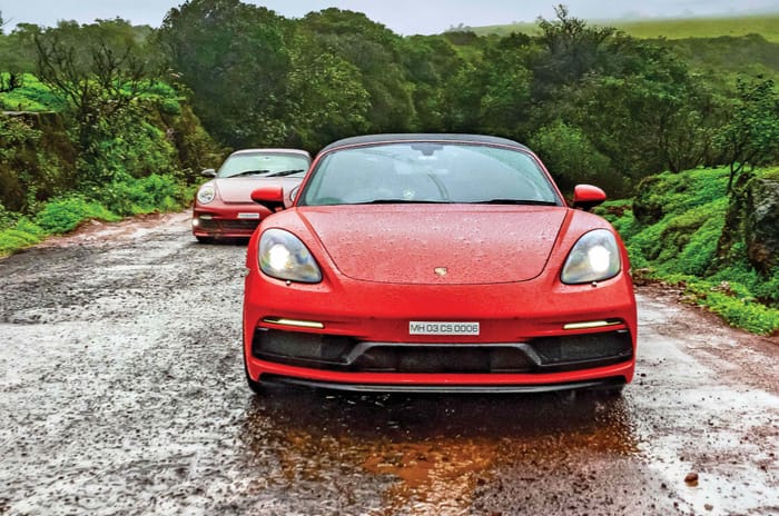 Porsche Cayman on bad roads