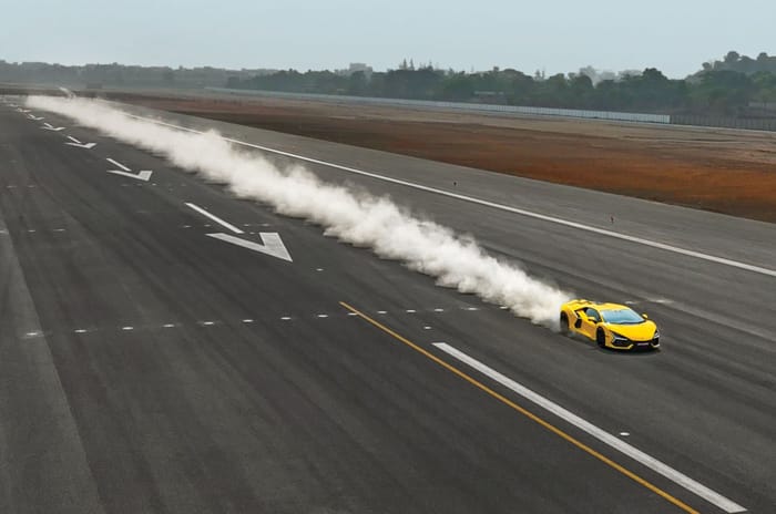 Lamborghini Revuelto driven at the Navi Mumbai International Airport 
