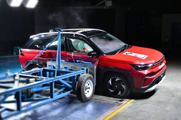 Maruti Victoris side pole Bharat NCAP crash test