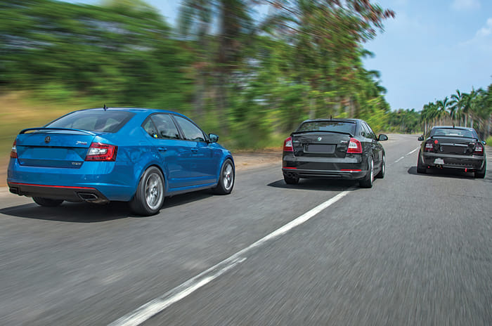 Three generations of modded Skoda vRS driven