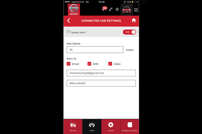 Nissan Connect Speed Alert