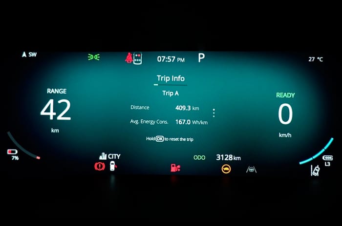 Tata Harrier EV Mumbai-Pune-Mumbai state of charge at the end