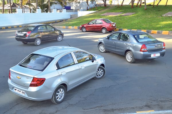 Chevrolet Sail vs Toyota Etios vs Tata Manza vs Mahindra Verito