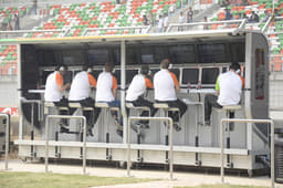The Force India pitwall was kept busy during the eventful first session.