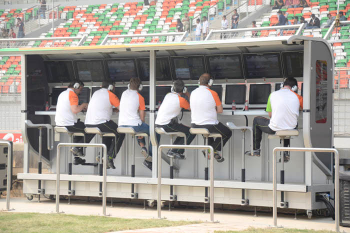 The Force India pitwall was kept busy during the eventful first session.