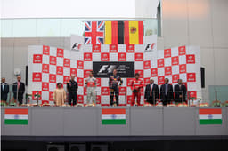 Three top finishers – Vettel, Button and Alonso in the post-race press conference.