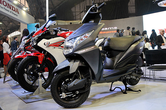 Refreshed Dio scooter showcased at the Auto Expo.