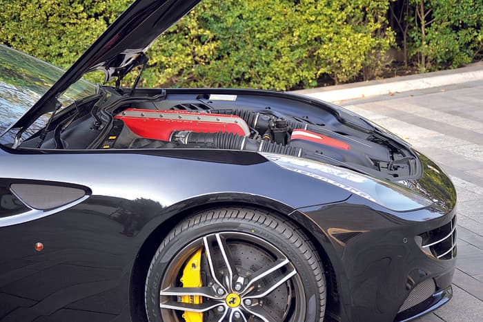 Ferrari has pushed the 6.3-litre V12 engine as far back in the engine bay as possible to get optimal weight distribution. 
  
