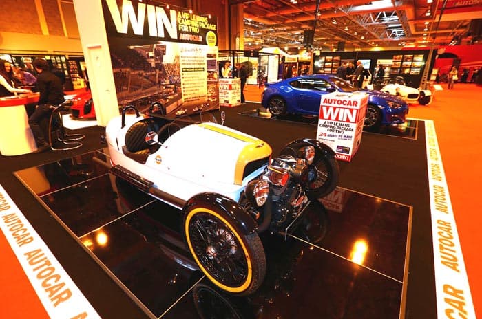 Massive Autocar display featured Morgan 3-Wheeler and Subaru BRZ