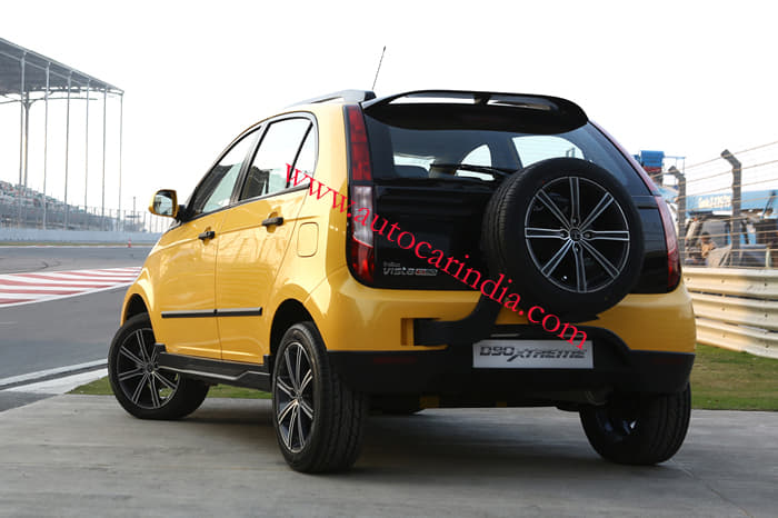 Unlike most SUVs, the Vista D90 Xtreme’s spare is mounted on a swingarm that is hinged to the rear bumper beneath the hatch.