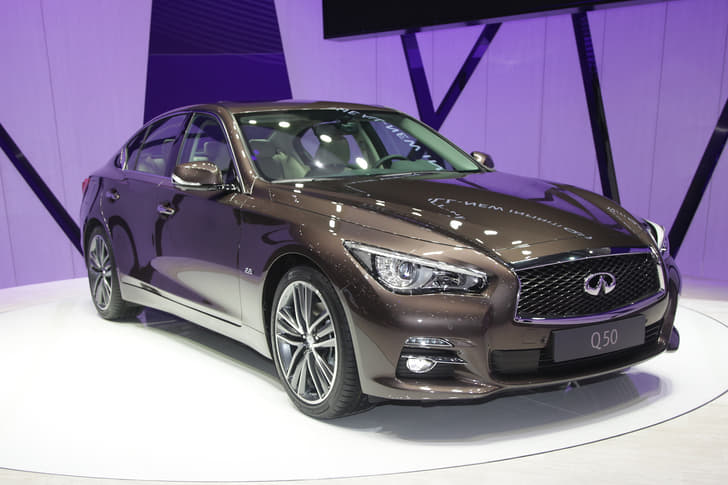 Infiniti showcased its Q50 saloon with a 2.1-litre Mercedes diesel