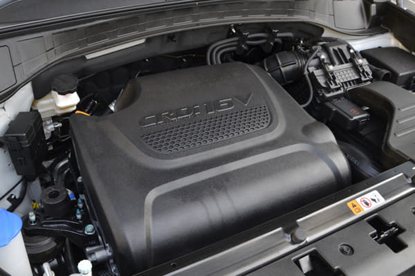 The new Santa Fe uses the same 194bhp 2.2-litre diesel motor as the earlier car. It's decently quiet, responsive and performs quite well.