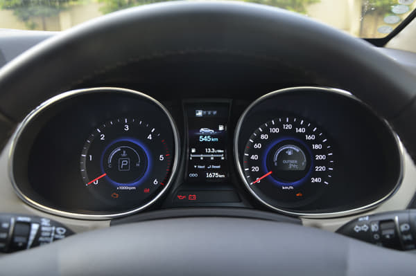 Hooded design of instrument binnacle is typical of most Hyundais.