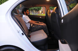 Rear-seat comfort is good and the seat back angle is a bit more reclined than the Grand i10’s.