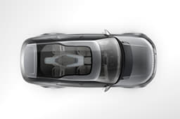 Smart Glass is used for panoramic roof. Swiping or gesturing at the glass allows more or less light to enter the cabin. 