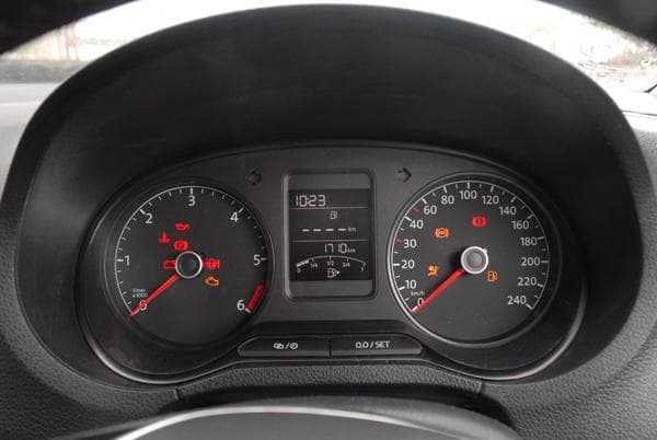 The instrument cluster remains the same, although the red multi-information display between the speedo and tacho is now in blue.
