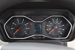 Instrument cluster looks great with metallic hexagonal surround.