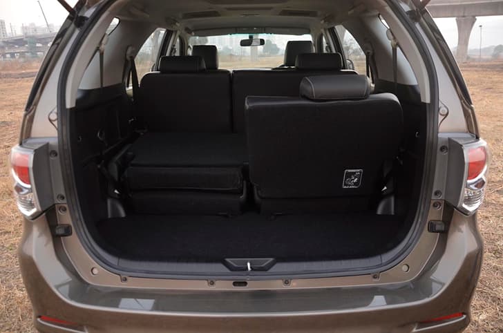 The Fortuner offers decent amount of cargo space and a split folding third row seat. 