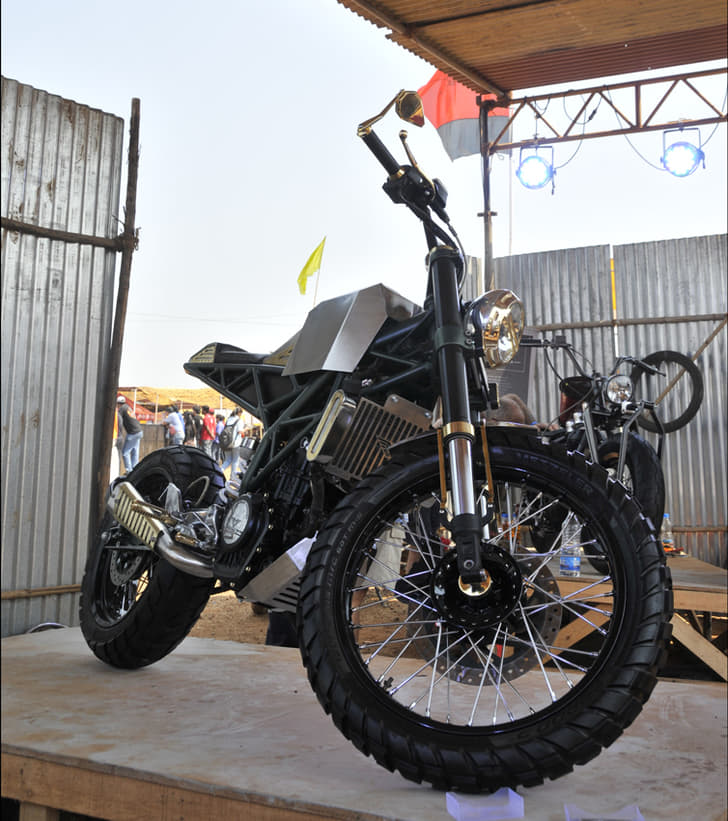 A KTM 390 Duke modified to perform off the road. 