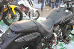 The Blackster gets a single saddle with their logo stitched on the rear seat, and grabhandles that go well with the bike. 