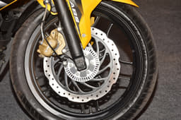 The 300mm disc brake is the largest available across Bajaj’s range.
