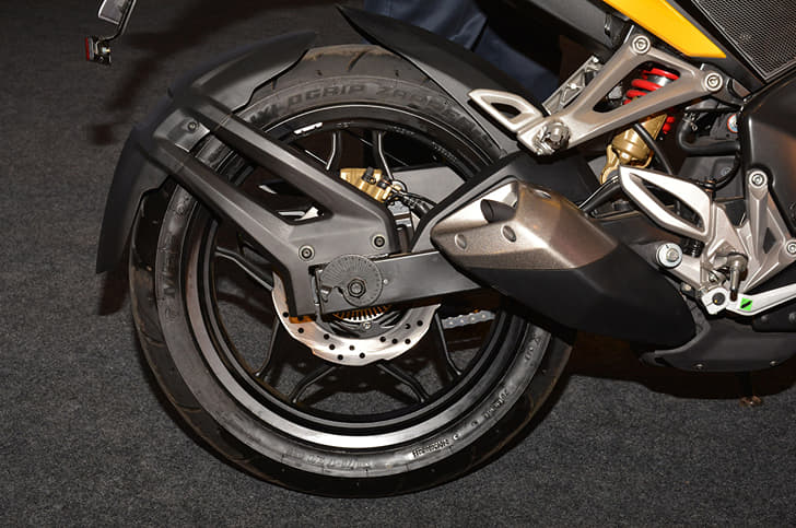 The RS 200 gets MRF rubber.