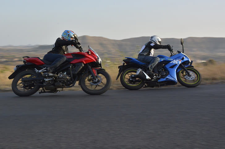 We just stepped off Bajaj’s AS 150 and Suzuki’s Gixxer SF, after testing the two to find out which is best suited for India.