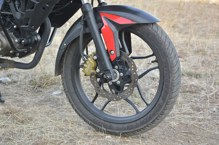 Bajaj provides a 240mm petal type and Brembo made disc brake here.