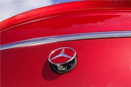 Reverse parking camera retracts under the Mercedes logo on the boot-lid.