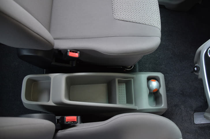 The five-seat version gets a handy storage console in place of the front centre seat.