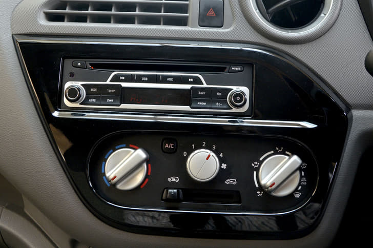 The Redigo gets a CD player with USB connectivity though it can’t match up the Kwid’s touchscreen infotainment system.
