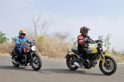 When it comes to outright acceleration, the Scrambler has the Street Twin beat, making the dash from nought to 100kph in just 5.03 seconds as compared to 6.14 seconds for the Triumph.